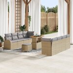 Ensemble de sofa de jardin 11 pièces avec coussins beige poly rattan acacia