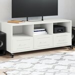 vidaXL Meuble TV blanc 100 5x39x43 5 cm acier laminé à froid