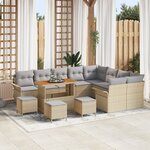 Ensemble de Canapé de Jardin de 13 Pièces vidaXL avec Coussins Beige Poly Rattan Acacia