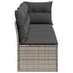 vidaXL Canapé de jardin 4 places avec coussins gris résine tressée