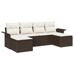 Ensemble de Canapé de Jardin de 6 Pièces avec Coussins en Rattan Marron