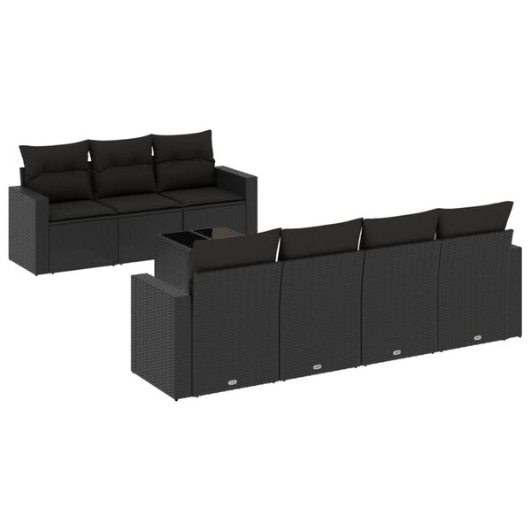 vidaXL Salon de jardin 8 Pièces avec coussins noir résine tressée