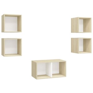 vidaXL Ensemble de meubles TV 5Pièces Blanc chêne sonoma Bois ingénierie