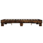 vidaXL Cadre de lit chêne fumé 135x190 cm bois d'ingénierie et métal