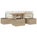 vidaXL Ensemble de 5 canapés de jardin avec coussins beige en rotin synthétique