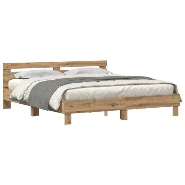 vidaXL Cadre de lit en bois d'ingénierie Chêne d'artisan 180 x 200 cm
