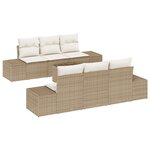 vidaXL Ensemble de Canapé de Jardin de 7 Pièces avec Coussins Beige Rotin Poly