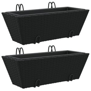 vidaXL Jardinières avec crochets 2 Pièces noir résine tressée