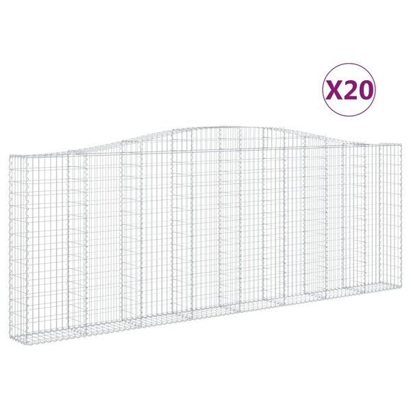 vidaXL Paniers à gabions arqués 20 Pièces 400x30x140/160 cm Fer galvanisé