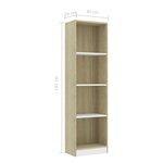 vidaXL Bibliothèque à 4 niveaux Blanc et chêne sonoma Bois ingénierie
