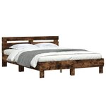 vidaXL Cadre de lit avec tête de lit chêne fumé 140x190 cm