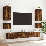 vidaXL Meuble TV mural avec lumières LED chêne fumé 40 5x35x40 cm