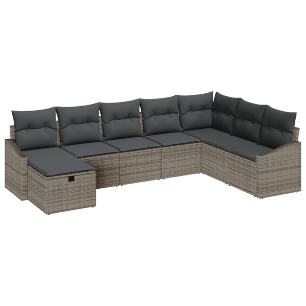 vidaXL Set de canapés de jardin de 8 pièces avec coussins en rattan gris