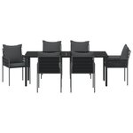 vidaXL Set de salle à manger de jardin 7 pièces avec coussins en poly rotin noir