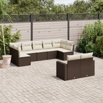vidaXL Salon de jardin avec coussins 9 Pièces marron résine tressée