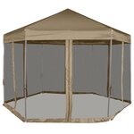 vidaXL Chapiteau hexagonal et parois latérales 3 6x3 1 m taupe 220g/m²