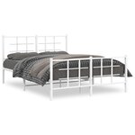 vidaXL Cadre de lit métal sans matelas et pied de lit blanc 140x190 cm
