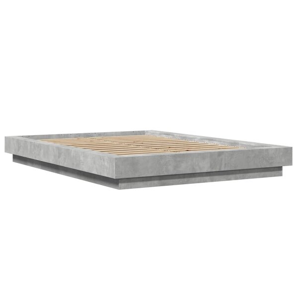 vidaXL Cadre de lit avec lumières LED gris béton 120x190 cm