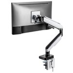 Support de table pour écran/TV RGB Ewent - Pivotant et inclinable - Éclairage RGB - Acier et aluminium - Compatible VESA - Charge maximale 20 kg - Bras articulé - Système de gestion des câbles - Blanc