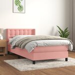 vidaXL Sommier à lattes de lit avec matelas Rose 90x200 cm Velours