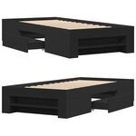 vidaXL Cadre de lit sans matelas noir 90x200 cm bois d'ingénierie