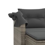 vidaXL Canapé de jardin 2 places avec auvent et tabourets gris rotin