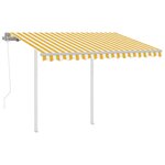 vidaXL Auvent rétractable automatique et poteaux 3 5x2 5 m Jaune blanc