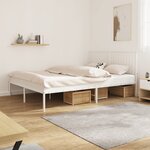 vidaXL Cadre de lit métal avec tête de lit blanc 150x200 cm