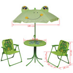 vidaXL Ensemble de bistro avec parasol pour enfants 3 Pièces Vert