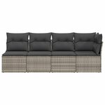 vidaXL Canapé de jardin 4 places avec coussins gris résine tressée