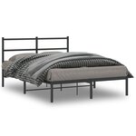 vidaXL Cadre de lit métal avec tête de lit noir 140x190 cm