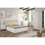 Armoire blanc et chêne - 2 portes coulissantes - 200 x 121 x 50 cm