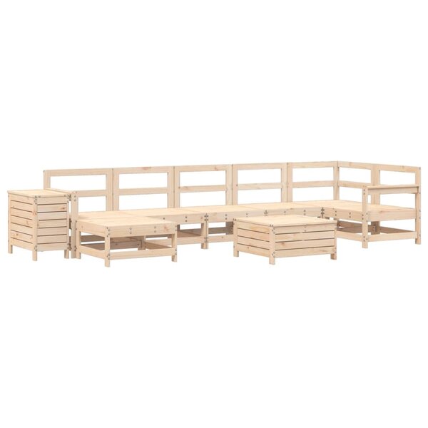vidaXL Salon de jardin 9 Pièces bois de pin massif