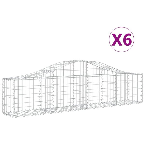 vidaXL Paniers à gabions arqués 6 Pièces 200x30x40/60 cm Fer galvanisé