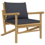 Salon de jardin meuble d'extérieur ensemble de mobilier 5 pièces avec coussins gris foncé bambou 02_0016393