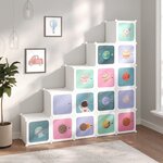 vidaXL Armoire de rangement pour enfants avec 15 cubes Blanc PP