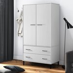 vidaXL Garde-robe avec pieds en métal Blanc 90x55x172 5 cm Bois OSLO