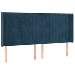 vidaXL Tête de lit avec oreilles Bleu foncé 183x16x118/128 cm Velours