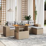 vidaXL Salon de jardin avec coussins 6 Pièces beige résine tressée