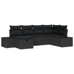 vidaXL Ensemble de canapé de jardin 6 pièces avec coussins noir en poly rattan