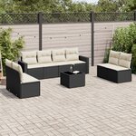 vidaXL Salon de jardin 9 Pièces avec coussins noir résine tressée