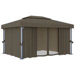 vidaXL Tonnelle avec rideau et guirlande lumineuse à LED 4x3 m Taupe