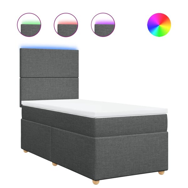 vidaXL Sommier à lattes de lit avec matelas Gris foncé 80x200 cm Tissu
