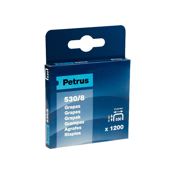 Agrafes Cuivre Petrus 530/8 pour Cloueuse - Boite de 1200 Agrafes - Broche 8mm