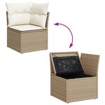 vidaXL Ensemble de Canapés de Jardin en 8 Pièces avec Coussins Beige Poly Rattan Acacia