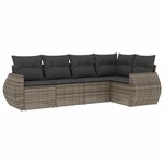 vidaXL Salon de jardin 5 Pièces avec coussins gris résine tressée