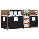 vidaXL Lit superposé avec rideaux blanc/noir 75x190 cm bois pin massif