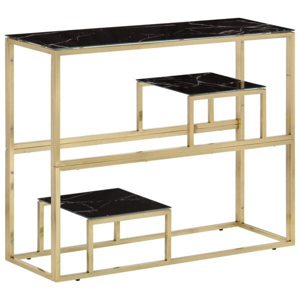 vidaXL Table console doré acier inoxydable et verre trempé