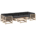 vidaXL Salon de jardin 8 Pièces avec coussins bois de pin massif