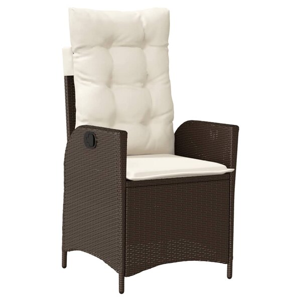 vidaXL Chaise inclinable de jardin avec coussins marron résine tressée